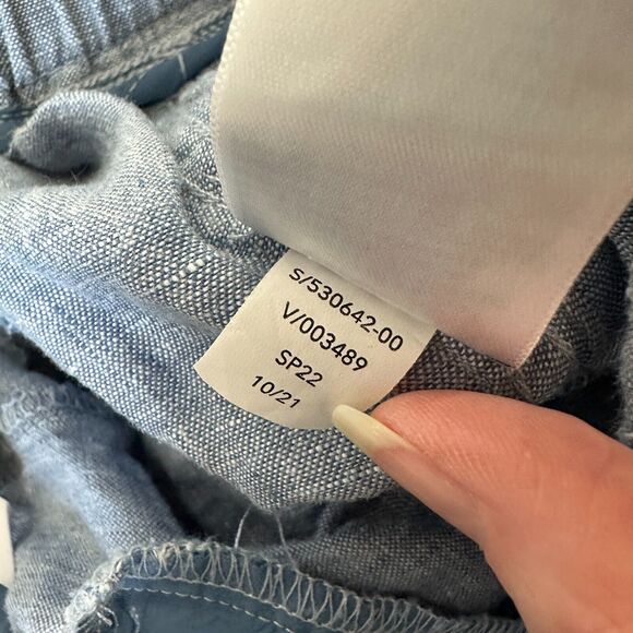 Athleta Chambray Blue Cabo Casual Linen Jogger Pant Tie Waist Front Zip 4 - Picture 12 of 16